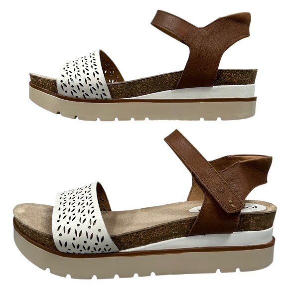 Joseph Seibel Shoes - Joseph Seibel Clea White Perforated Leather Comfort Platform Sandals Size 8-8.5
